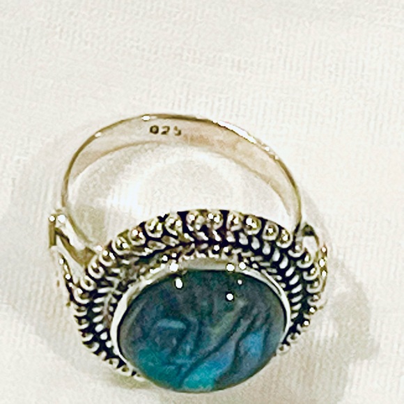 Signature Style Abalone Crystal Solid Sterling Silver Ring - Picture 4 of 7